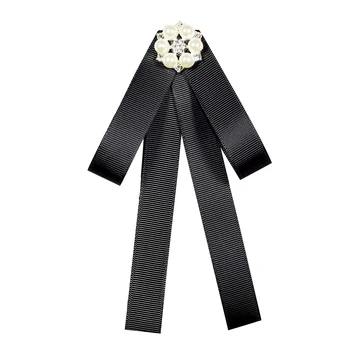 

Rhinestone Ribbon Bow Tie Bowknot Brooches Fashion Fabric Pins Shirt Collar Bowtie Brooch Pearl Collar Pin Cute for Women Gift