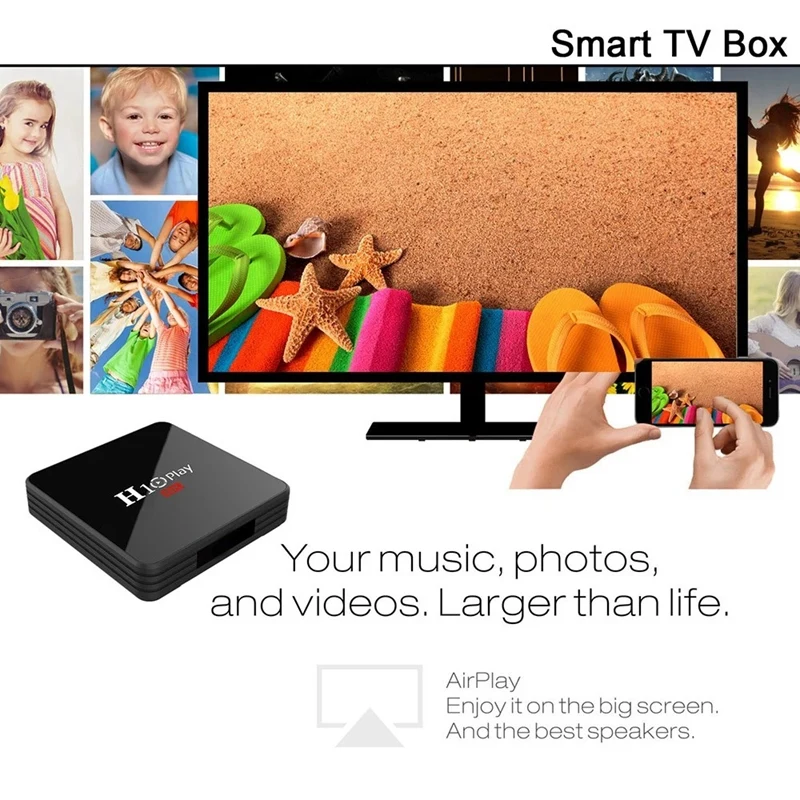 H10 PLAY Smart TV Box Android 9.0 Allwinner H6 Cortex-A53 Quad Core 64 Bit 4GB RAM/32GB ROM 2.4G WiFi Support TF Card H.265 Deco