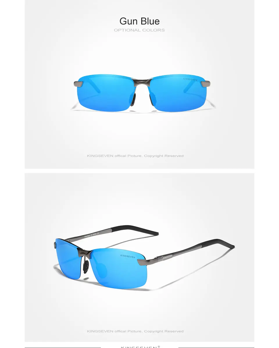 KINGSEVEN NEW Fashion Rimless Sunglasses Men's Polarized Driving