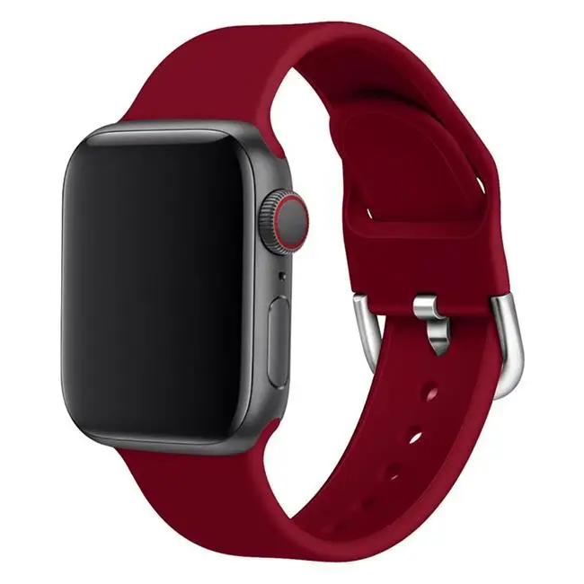 Rose red Силиконовый ремешок для apple watch 44 мм 38 мм iwatch 42 мм 40 мм correa pulseira apple watch 5 4 3 2 1 браслет для часов 44 - Цвет ремешка: Rose red
