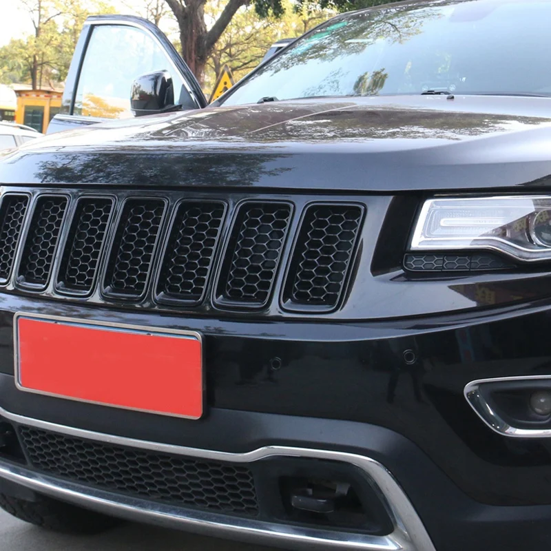 Автомобильные наклейки для Jeep Grand Cherokee- Передние решетки декоративное покрытие сотовая сетка для Grand Cherokee аксессуары