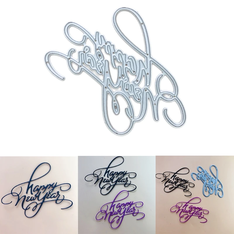 

Счастливый Новый год металлический Трафаретный вырубной штамп Трафаретный Скрапбукинг Сделай Сам штамп для альбомов Бумага карты тиснение Декор Ремесло новые Плашки для 2021