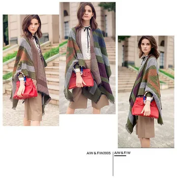 

Autumn and winter style oversized shawl open fork imitation cashmere scarf 100 double use thickening to keep warm outside cloak