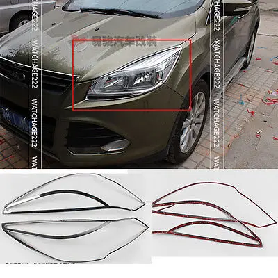 

FIT FOR FORD ESCAPE KUGA CHROME FRONT HEADLIGHT LAMP COVER TRIM MOLDING GARNISH 2013~2014tool