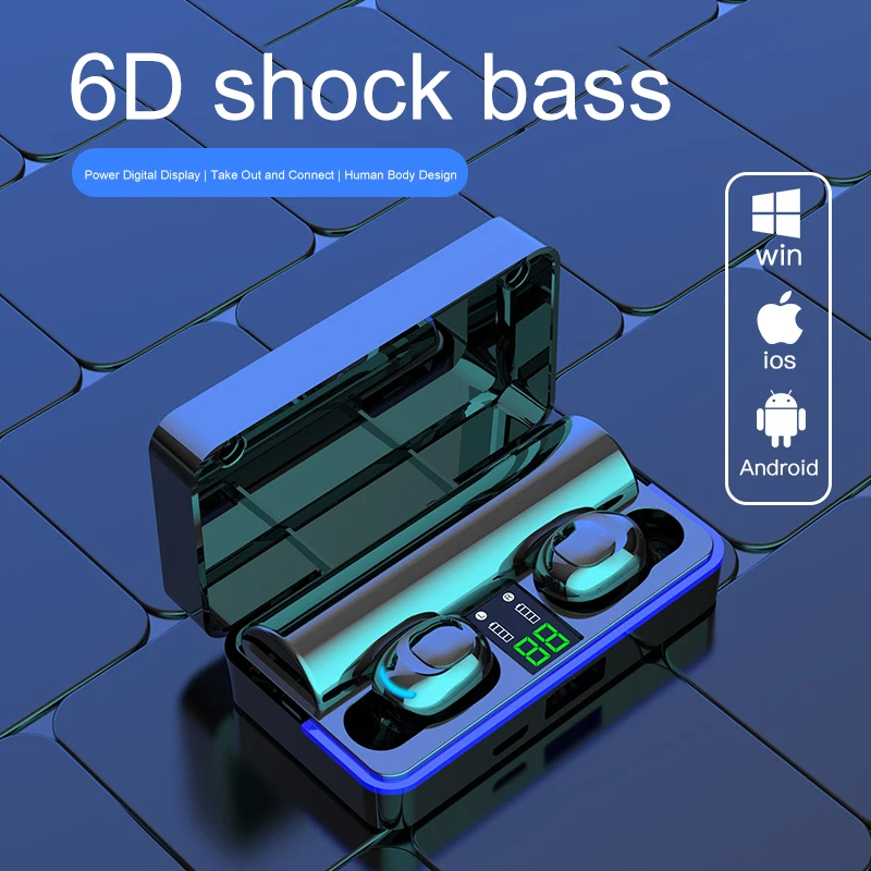W12 Wireless Mini Bluetooth Headphone 5.0 Sport Waterproof Headset Portable Charging Box Music Earphone For Wearable Devices