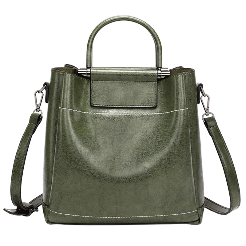 Роскошная сумка Ретро масло воск кожаная сумка женская через плечо сумка дизайнерская Высококачественная мягкая кожаная сумка женская сумка - Цвет: Green