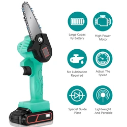 Mini scie à chaîne électrique Portable sans fil, 21V Rechargeable, batterie au Lithium, pour tailler les branches d'arbres 