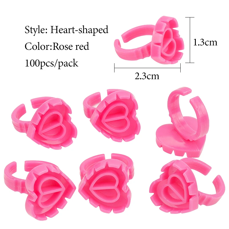 100Pcs Einweg Wimpern Verlängerung Herz-Förmigen Kleber Ring Tasse Make-Up Tattoo Pigment Halter Palette Pfropfen Wimpern Kleber werkzeuge – Detail 9