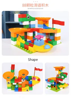 

88-165pcs Race Run Block Compatible LegoINGlys Duploed Building Blocks Funnel Slide Blocks DIY Bricks Toys For Children