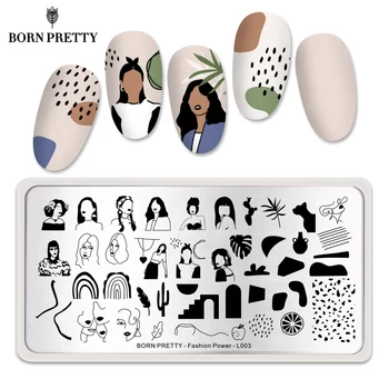 

BORN PRETTY Stamping Plate Simple People Image Stainless Steel Fashion Power Nail Art Stencils for Nails Design 12x6cm L003