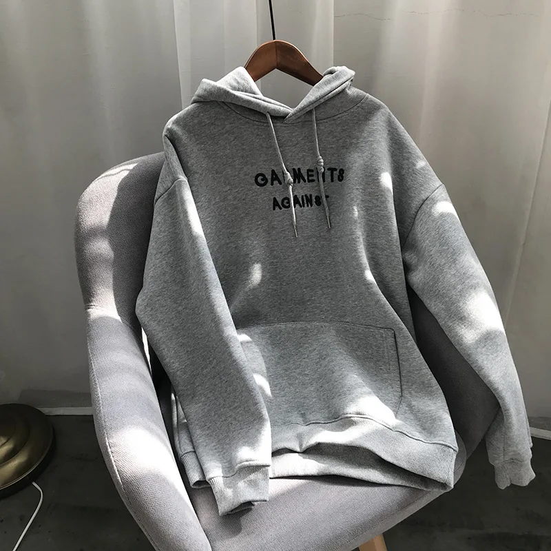 Женские толстовки из флиса с вышитой надписью Sudadera Mujer Kpop, женские толстовки на осень и зиму, свободные худи Harajuku, корейские повседневные худи