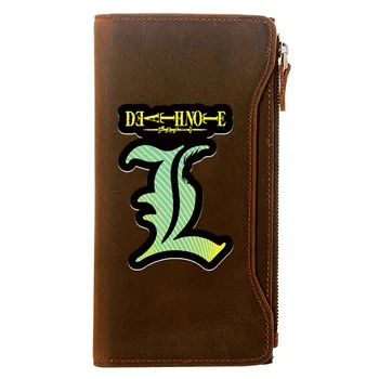 

Fashion Death Note Anime Printing Genuine Leather Wallet Men Long Purse With Phone Bag Zipper Card Holder Clutch