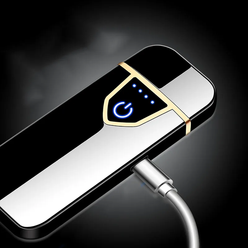 Ультратонкая зажигалка с usb зарядкой сенсорное распознавание ветрозащитная
