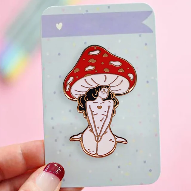 Enamel Clothing Bag Accessories | Mushroom Clothes Accessories - Cute Red  Girl Brooch - Aliexpress