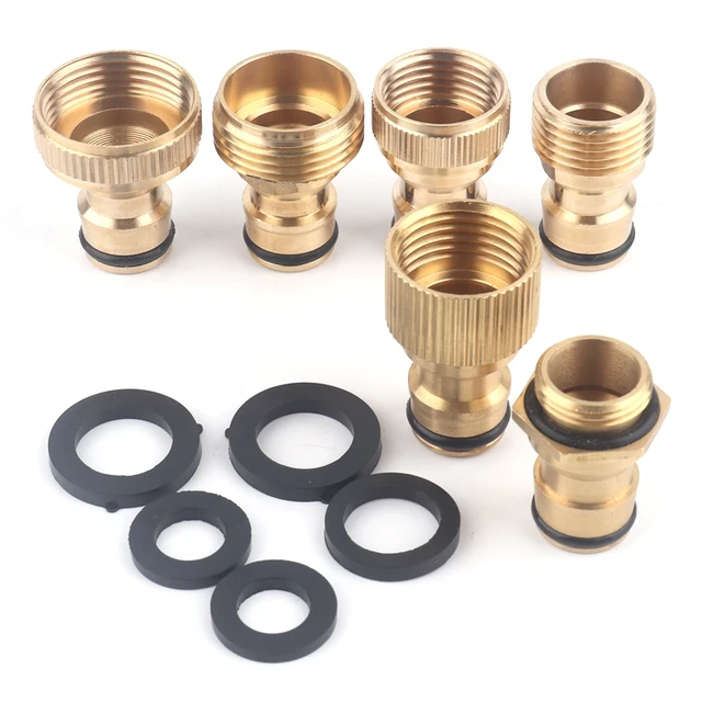 2pcs Brass Garden Water Connectors Hose Connector Kitchen Water Tap Adaptor Car Wash Water Gun Fast Joints Fittings With Washer 1