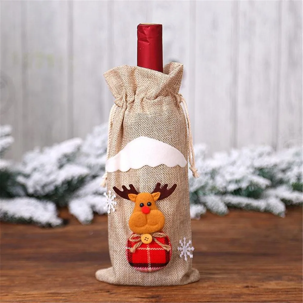 Крышка бутылки вина рождественские красные сумки для винных бутылок украшения дома вечерние Санта Клаус Рождественская упаковка Тампа гаррафа натальный#35
