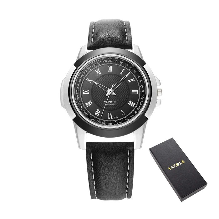 YAZOLE роскошные часы для мужчин 30 м водонепроницаемые аналоговые кварцевые часы для мужчин модные кожаные спортивные мужские часы Reloj Hombre Montre Homme - Цвет: black black