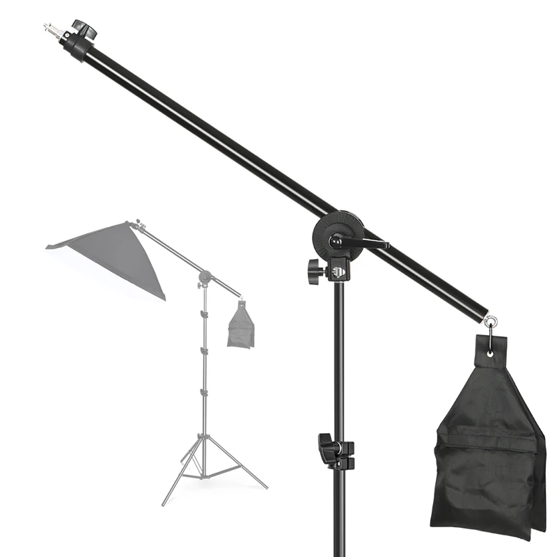  72-137cm Studio Photo Telescopic Boom Arm Top Light Stand With Sandbag for Speedlite /Mini Flash St
