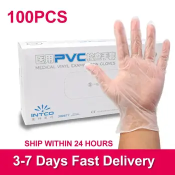 

100pcs Disposable Gloves Clear Vinyl Gloves PVC Medical Gloves Dishwashing Kitchen Cleaning Garden Gloves Latex & Powder Free, L