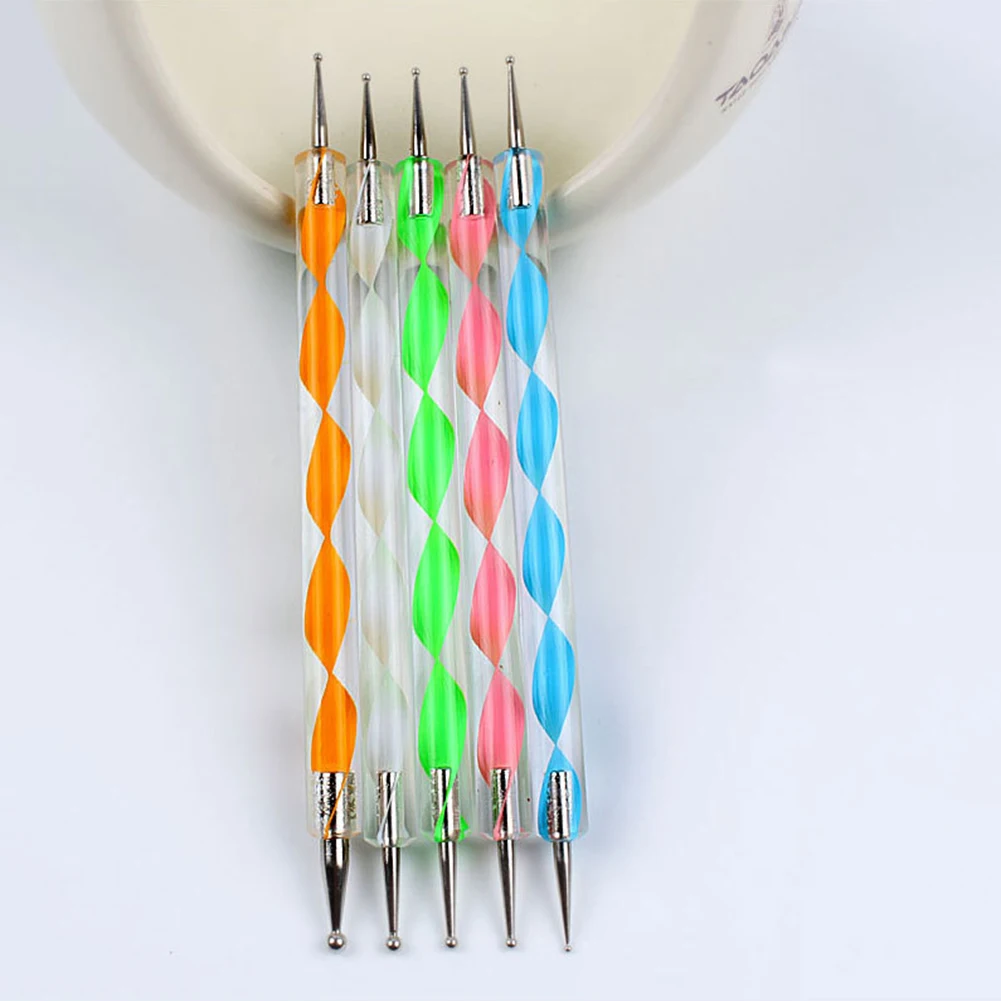 5 шт. 2 способа Marbleizing Раскрашивание маникюрные инструменты DIY Дизайн ногтей Рисование стержней точка ручка для рисования линий тонкие детали цветы узоры