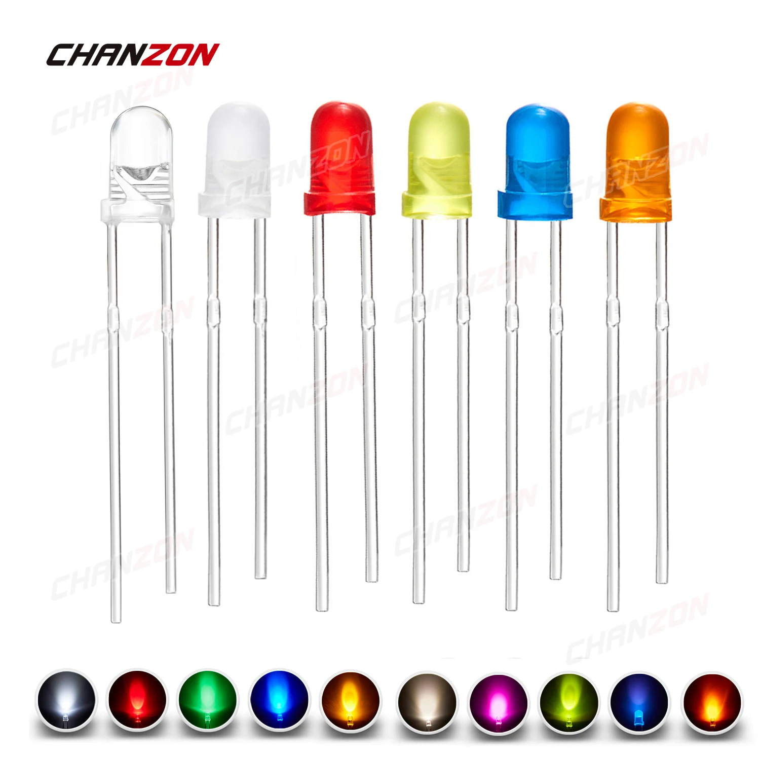 3mm LED Diode Kit Ultra Bright Warm White Red Green Blue UV Purple Yellow Orange Pink Clear Diffused Lens F3 Emitting Assortment