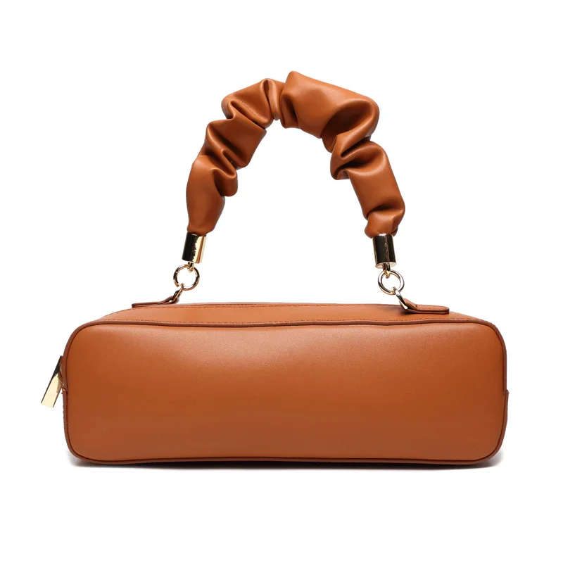 

Soft Pleated Carrying Handle Women's Hand Bag Shoulder Bag Rectangle Genuine Leather Women Bag Winter Fashion New Crossbody Bag