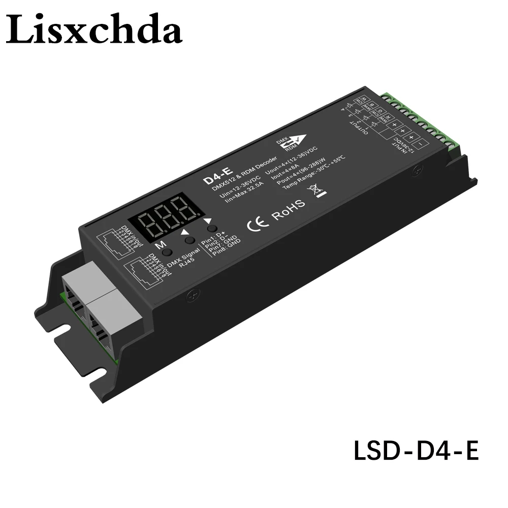 Декодер для светодиодных лент 4 канала 8A 1152 Вт постоянное напряжение DMX512 и RDM|decoder
