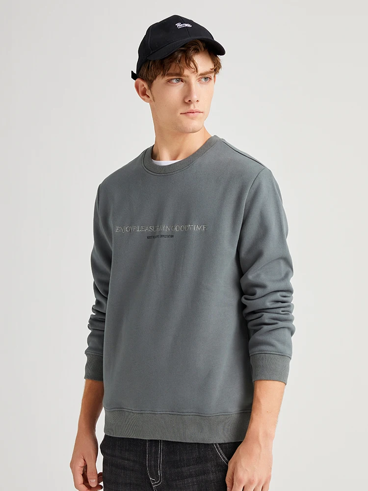 Ceny Pioneer camp męskie bluzy z kapturem bez kaptura zimowe ciepłe grube znosić szare czarne litery nadrukowane bluzy męskie AWY908306