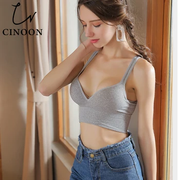 

CINOON Sexy Women's Underwear Bras For Women Lingerie Solid Push Up Cotton Tops Wireless Plus Size Bra XXL Sports Vest Bralette