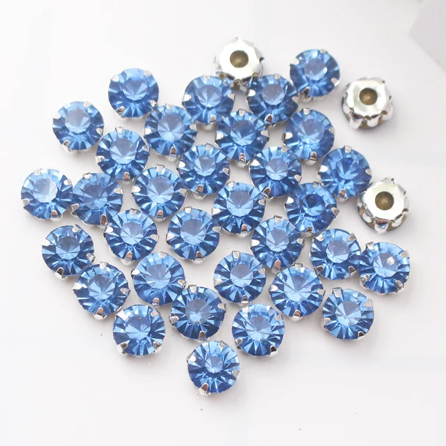 3mm-8mm Claw Cup Crystals Strass Flatback Round Stones Non Hotfix Silver Base Sew On Rhinestones For Clothes DIY Needlework Gems lt sapphire