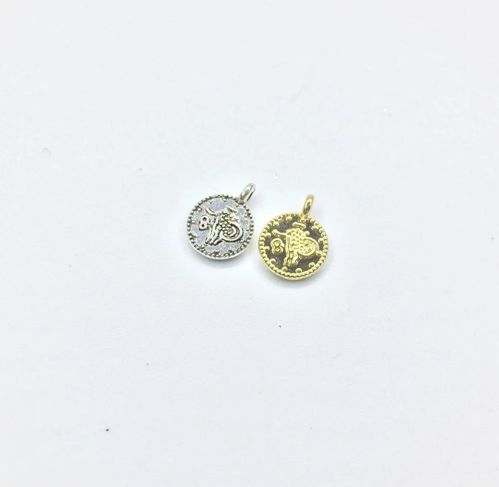 Eruifa 20 шт 8 мм Мини Монета Золото/Посеребренная цинковая водвеска из сплава ювелирные изделия DIY ожерелье браслет серьги 2 цвета