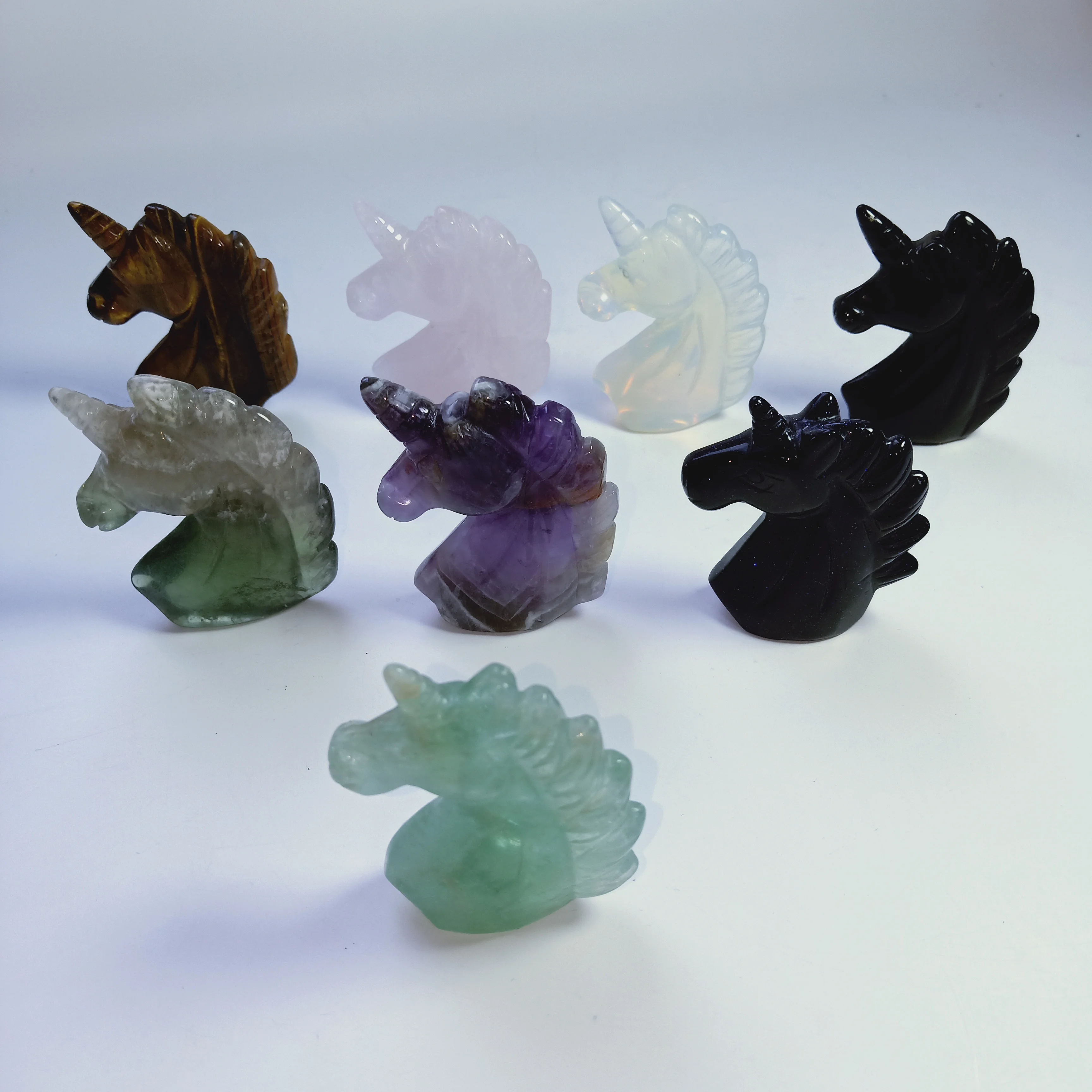 High Quality 2.5inches Various Gemstone Unicorns Shape Crystal Cute Animal Hand Polished Feng Shui For Gift& Home Decor WYQ