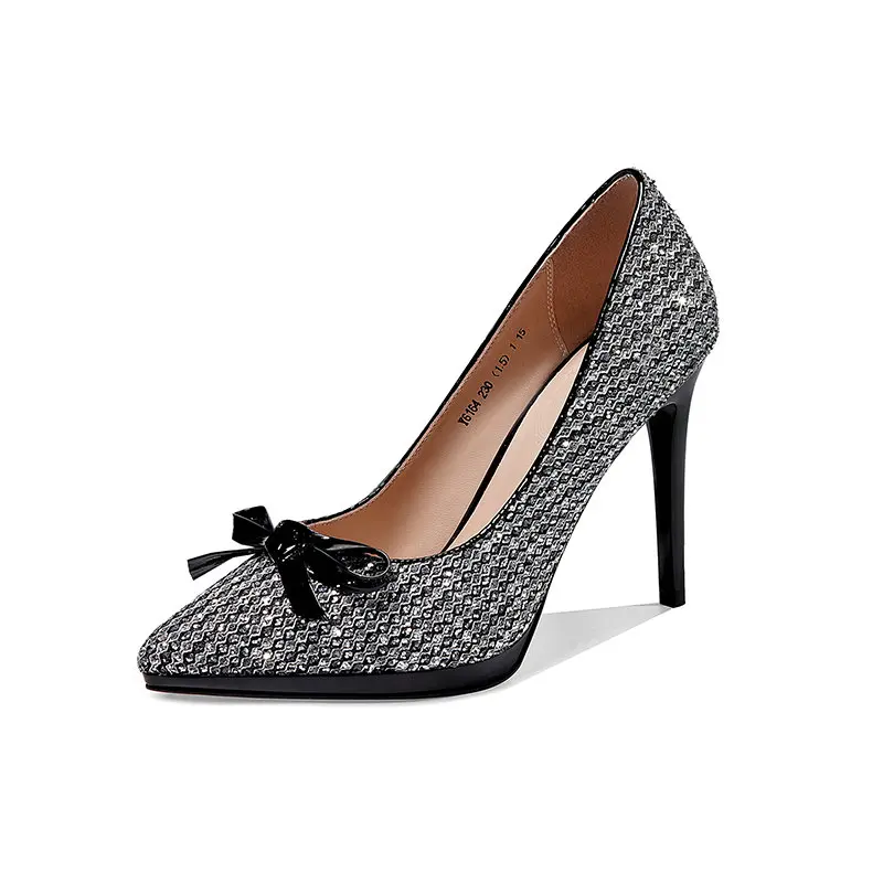 

2020 Women Pumps Fashion Pointed Toe Leather 10cm High Heels Shoes Spring Summer Wedding Shoes Woman Party Pumps