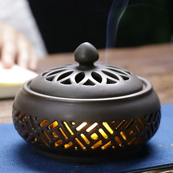 

Chinese Ceramic Incense Burner Incense Holder Handmade Censer Bowl Buddhist Home Decoration With Light Decoration Craft Creative