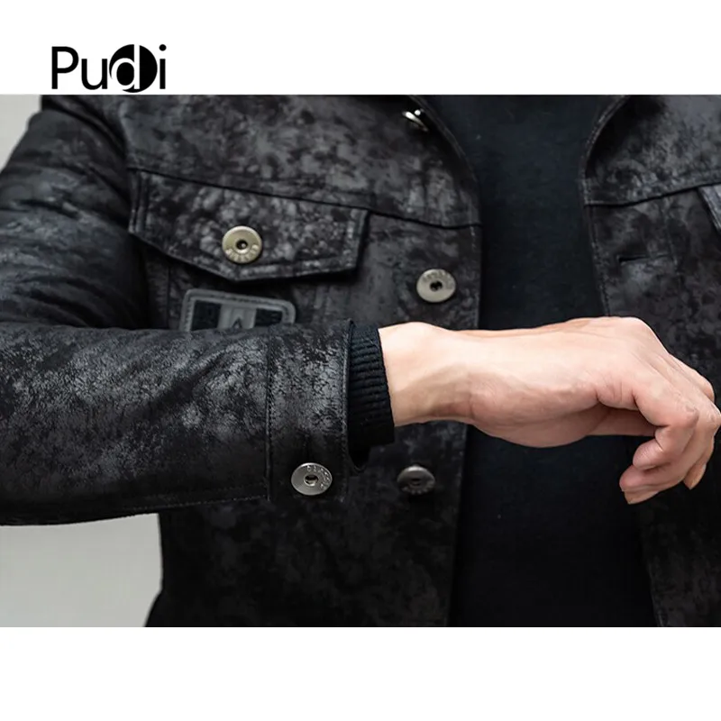 Pudi MT905 Новая модная мужская короткая куртка из натуральной овечьей кожи весенне-осеннее тонкое пальто из натуральной кожи