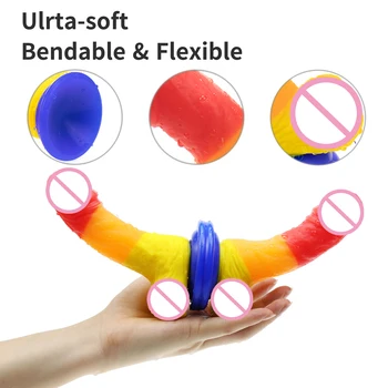 Rainbow Silicone Dildos Erotic Anal Butt Plug Realistic Penis Suction Cup Dicks Adult G-spot Orgasm Sex Toys Woman Strap On Gode 4