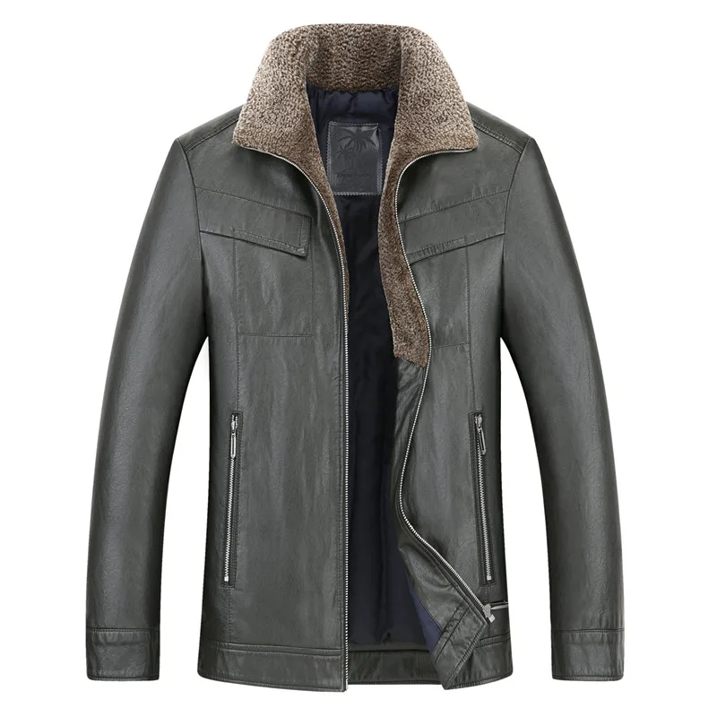 8XL 6X Men's Winter Warm Fleece Jackets and Coats Autumn Men Hat Detachable Leather Jackets Outwear Motorcycle PU Leather Jacket