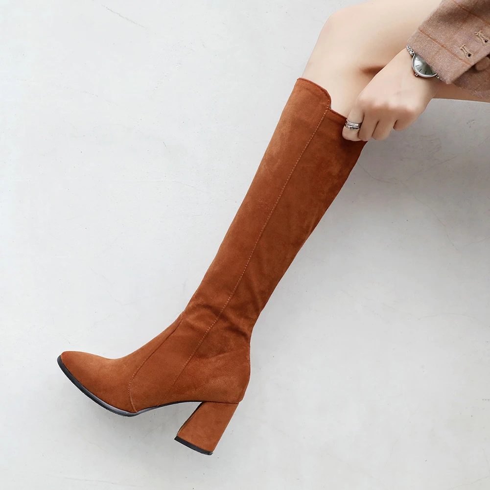 BONJOMARISA New Plus Size 32-47 Pointed Toe Knee High Boots Women 2019 Winter Add Fur Knight Boots Ladies High Heels Shose Woman BONJOMARISA New Plus Size 32-47 Pointed Toe Knee High Boots Women 2019 Winter Add Fur Knight Boots Ladies High Heels Shose Woman