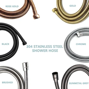 Stainless Steel Colorful Shower Hose Bathroom Plumbling Shine Chrome Black Gold Grey Rose Gold Gun Metal 1.5m Shower Connector