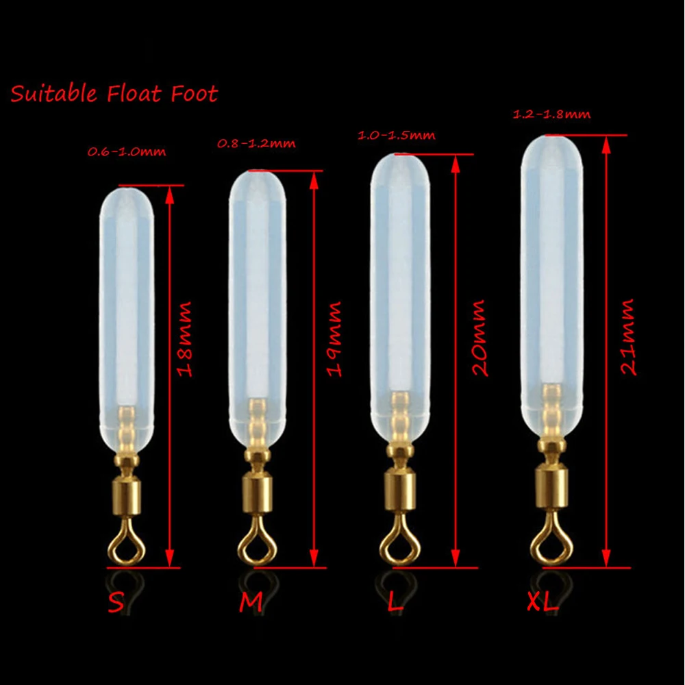 

JIGEECARP 20pcs Copper Head Silicone Fishing Float Seat Anti knot Rotating Float Rest Tube Buoy Holder Fishing Tackles