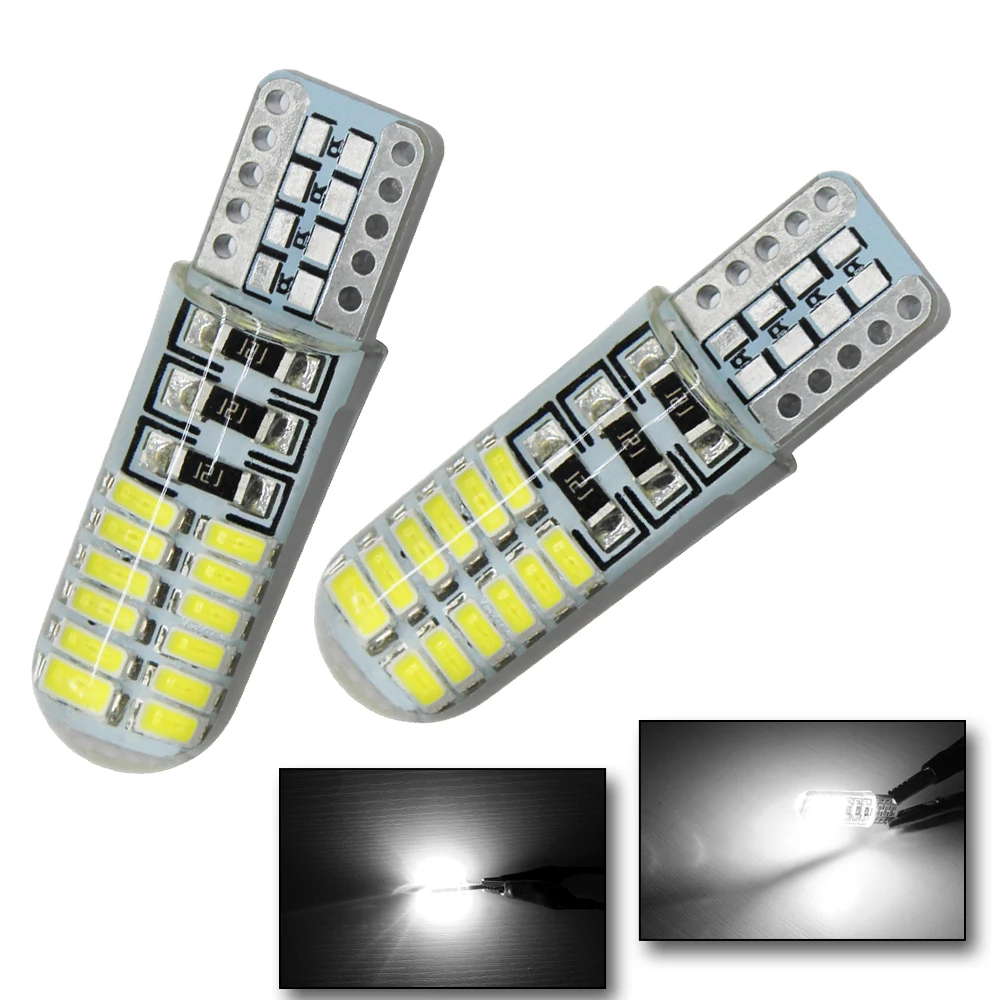 Yiastar 100pcs New Car LED T10 194 W5W t10 24SMD 3014 led w5w Silicone shell 24LED auto Side Wedge Lamp Parking Bulb 12V | Автомобили и