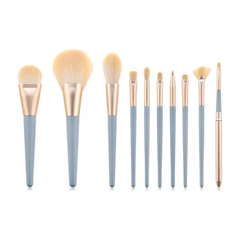 

10 classic blue makeup brush set professional face eye shadow makeup brush mixed eyebrow pencil eyeliner brush makeup tools