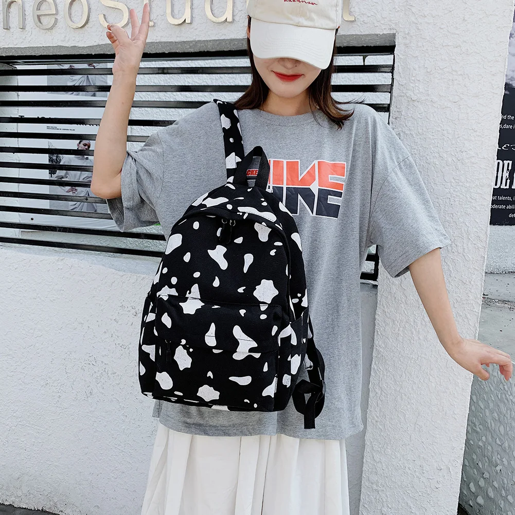 Cow Pattern Backpack For School Teenagers Girls Vintage Casual School Bag Mochila Feminina Laptop Bagpacks Bookbag Travel Bag