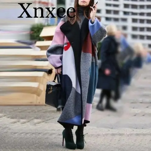 

Loose Women Long Winter Fashion Wool Blend Coats 2019 Polyester Coat and Jacket Plus Size Korean Coat