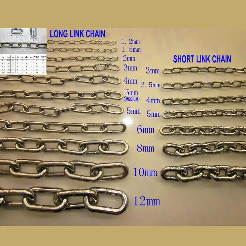 Ordinária Long Link Chain Indústria Soldada Curto Levantamento Ligação 316 210 mm de Diâmetro 316 Aço Inoxidável