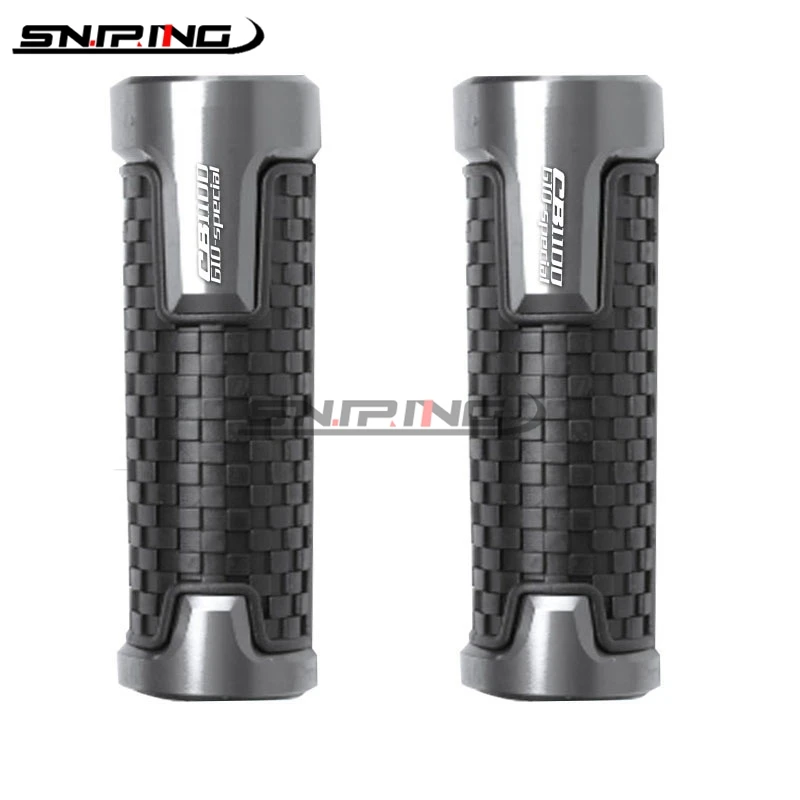 22 мм 7/8 ''CNC алюминиевый резиновый руль для мотоцикла ручка, рукоятка для мотоцикла ручки для HONDA CB1100 GIO Special 2013- 14 15 - Цвет: Серый