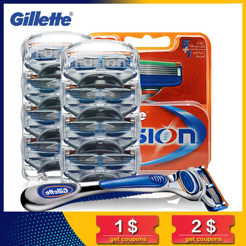 Gillette Fusion Razor Blades for Men Sharp Trimmer Straight Razor Case Cover Manual five Layer Shaver Blade Tools