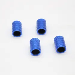 Premium Aluminum & Plastic Wheel Tire Air Valve Stem Covers - Set of 4 (Blue)