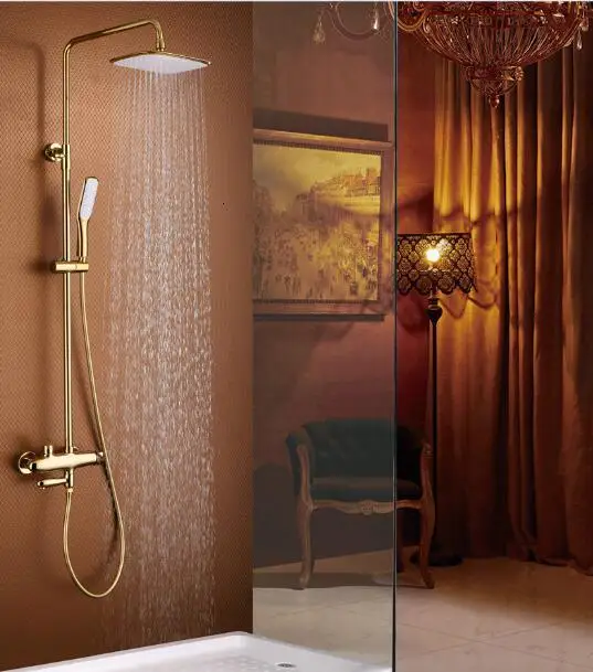 goldshower Один набор смеситель для душа для роскошных ванных комнат Dora, один набор черного водопроводного крана для душа из белой меди - Цвет: goldshower