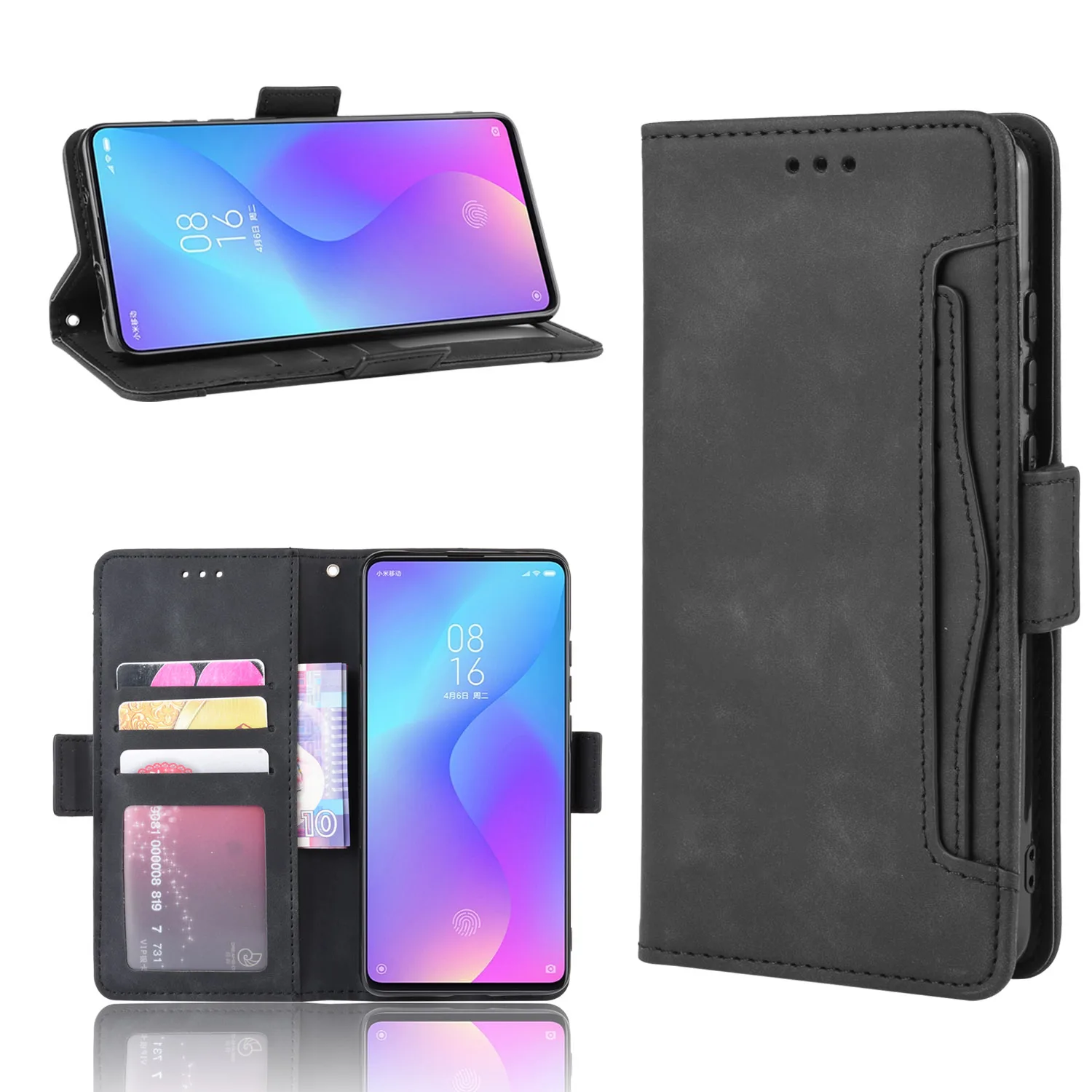 

Matte Leather Rotate Multi-card Slot Wallet Flip Case For Xiaomi CC9E A3 Redmi K20 K20 Pro 9T 9T Pro Redmi 7 With Photo Frame